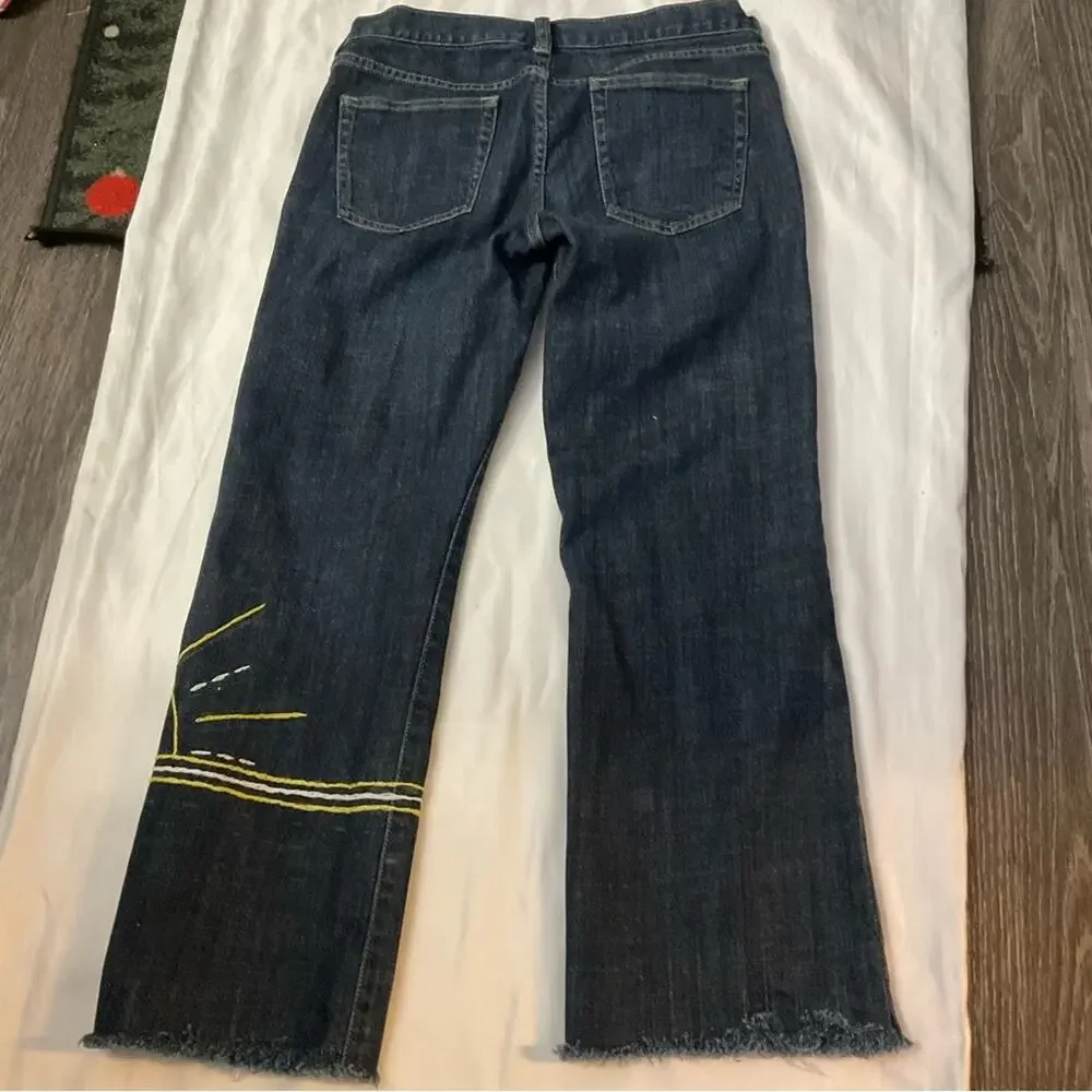 J. Crew Sunshine Hipslung Frayed Hem Cropped Jean 28 Boho Festival Retrogirl